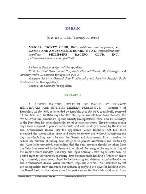 manila jockey club vs. games and amusement board|Manila Jockey Club Vs Games and Amusement Board .